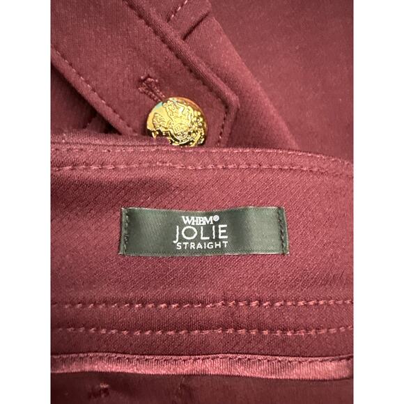 White House Black Market Jolie Button Straight Luxe Stretch Pants Port Size 12 - Picture 8 of 11